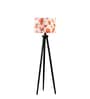 Wooden Tripod Floor Lamp With Multicolor Cotton Drum Shade