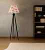 Wooden Tripod Floor Lamp With Multicolor Cotton Drum Shade