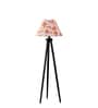 Wooden Tripod Floor Lamp With Multicolor Cotton Drum Shade