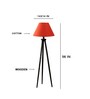 Wooden Tripod Floor Lamp With Orange Cotton Drum Shade
