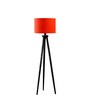 Wooden Tripod Floor Lamp With Orange Cotton Drum Shade
