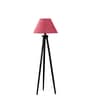 Wooden Tripod Floor Lamp With Pink Jute Drum Shade