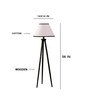 Wooden Tripod Floor Lamp With White & Black Cotton Drum Shade