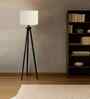 Wooden Tripod Floor Lamp With White Jute Drum Shade