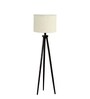 Wooden Tripod Floor Lamp With White Jute Drum Shade
