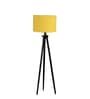 Wooden Tripod Floor Lamp With Yellow Cotton Drum Shade