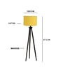 Wooden Tripod Floor Lamp With Yellow Cotton Drum Shade