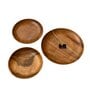 (Set of 3) Brown Acacia Wood Round Shaped Appetizer Platter
