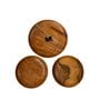 (Set of 3) Brown Acacia Wood Round Shaped Appetizer Platter