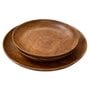 (Set of 3) Brown Acacia Wood Round Shaped Appetizer Platter