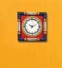 Wooden Wall Clock In Blue & Red