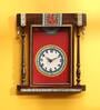 Wooden Wall Clock In Brown & Red