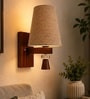 Wooden Wall Lamp with Beige Jute shade