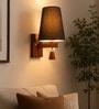 Wooden Wall Lamp with Black cotton shade