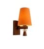 Wooden Wall Lamp with Orange cotton shade
