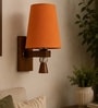 Wooden Wall Lamp with Orange cotton shade