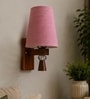 Wooden Wall Lamp with Pink Jute shade