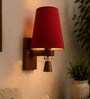 Wooden Wall Lamp with Red cotton shade