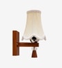 Wooden Wall Lamp with Vintage off-white cotton Shade