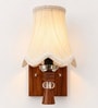 Wooden Wall Lamp with Vintage off-white cotton Shade