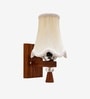 Wooden Wall Lamp with Vintage off-white cotton Shade