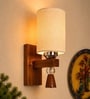 Wooden Wall Lamp with White Jute shade