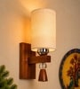 Wooden Wall Lamp with White Jute shade