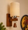 Wooden Wall Lamp with White Jute shade