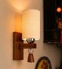 Wooden Wall Lamp with White Jute shade