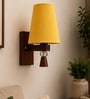 Wooden Wall Lamp with Yellow cotton shade
