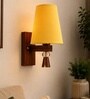 Wooden Wall Lamp with Yellow cotton shade