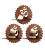 (Set Of 3)Om Wooden Wall Shelfs In Brown Color