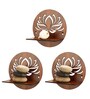 (Set Of 3) Lotus Wooden Wall Shelfs In Brown Color