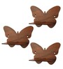 (Set Of 3) Butterfly Wooden Wall Shelfs In Brown Color