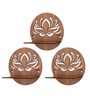 (Set Of 3) Lotus Wooden Wall Shelfs In Brown Color