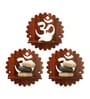 (Set Of 3)Om Wooden Wall Shelfs In Brown Color