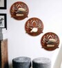(Set Of 3) Lotus Wooden Wall Shelfs In Brown Color