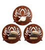 (Set Of 3) Lotus Wooden Wall Shelfs In Brown Color