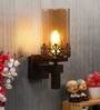 Wooden Wall Mounted Uplight Sconce (Brown)