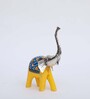 Wooden Yellow Handpainted Elephant (Set Of 3) Figurine