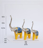 Wooden Yellow Handpainted Elephant (Set Of 3) Figurine