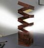 Wooden Zig Zag Shade Table Lamp With Brown Base