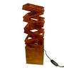 Wooden Zig Zag Shade Table Lamp With Brown Base