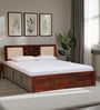 Woodway Sheesham Wood King Size Bed In Honey Oak  Finish With Box Storage