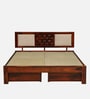 Woodway Sheesham Wood King Size Bed In Honey Oak  Finish With Drawer Storage