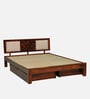 Woodway Sheesham Wood King Size Bed In Honey Oak  Finish With Drawer Storage