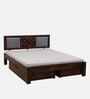 Woodway Sheesham Wood King Size Bed In Provincial Teak Finish With Drawer Storage