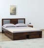 Woodway Sheesham Wood King Size Bed In Provincial Teak Finish With Drawer Storage