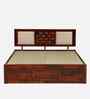 Woodway Sheesham Wood Queen Size Bed In Honey Oak  Finish With Box Storage
