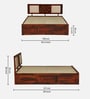 Woodway Sheesham Wood Queen Size Bed In Honey Oak  Finish With Box Storage